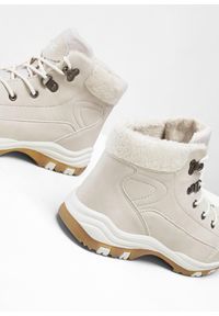 bonprix - Botki sznurowane, ocieplane. Kolor: beżowy. Sezon: zima. Styl: elegancki #2