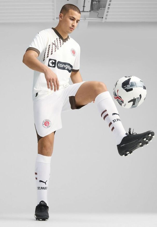 Puma - Męska koszulka wyjazdowa FC St. Pauli 24/25 PUMA White Espresso Brown. Kolor: brązowy, biały, wielokolorowy
