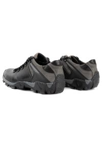 KENT Męskie buty trekkingowe 116 czarne. Okazja: na co dzień. Zapięcie: pasek. Kolor: czarny. Materiał: jeans, skóra. Wzór: paski. Sezon: wiosna, jesień, lato #4