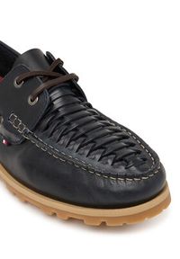 TOMMY HILFIGER - Tommy Hilfiger Półbuty Hilfiger Braided Lth Boat Shoe FM0FM05892 Granatowy. Kolor: niebieski. Materiał: skóra #6