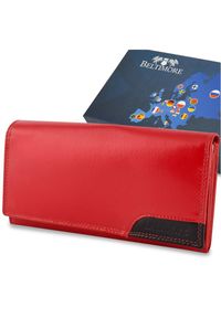 Skórzany portfel damski czerwony Beltimore 040. Kolor: czerwony. Materiał: skóra