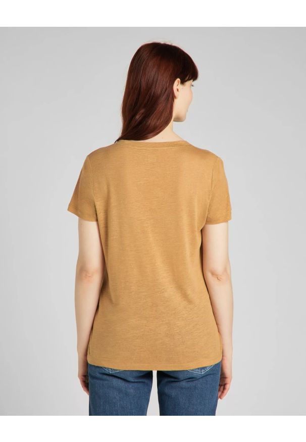 Lee - LEE V NECK TEE DAMSKI T-SHIRT TOBACCO BROWN L41JENSZ 112140036
