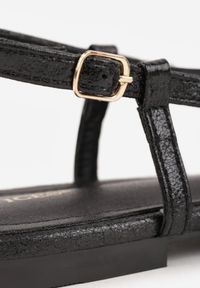 Born2be - Czarne Płaskie Sandały VICES z Cienkimi Paseczkami i Otwartym Noskiem Iphadora. Nosek buta: otwarty. Zapięcie: sprzączka. Kolor: czarny. Materiał: skóra. Sezon: lato. Obcas: na obcasie. Styl: klasyczny. Wysokość obcasa: niski #2