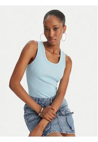 Juicy Couture Top Thin Strap JCWLV126308 Błękitny Slim Fit. Kolor: niebieski. Materiał: bawełna #6