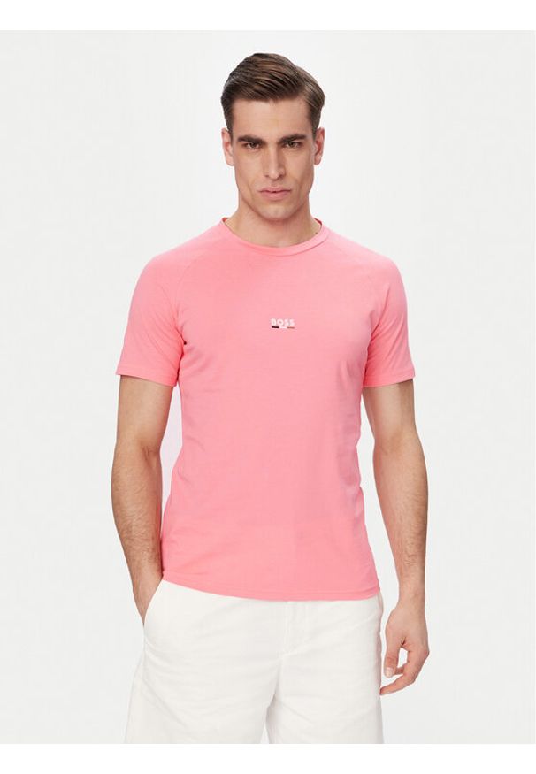 BOSS T-Shirt 50517970 Różowy jasny Slim Fit. Kolor: różowy. Materiał: bawełna