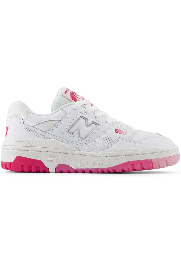Buty dziecięce New Balance GSB550KP – białe. Kolor: biały. Materiał: skóra. Szerokość cholewki: normalna