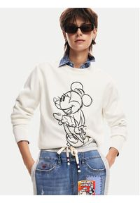 Desigual Sweter Minnie Mouse 24WWJF77 Écru Regular Fit. Materiał: wiskoza. Wzór: motyw z bajki #3