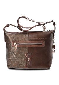 Brązowa Torebka Anekke Elegancka Listonoszka Damska. Kolor: brązowy. Wzór: aplikacja. Materiał: zdobione. Styl: elegancki #7