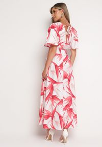 Born2be - Różowo-Biała Sukienka z Kopertowym Dekoltem i Gumką w Pasie Wiązana na Plecach Iberi. Okazja: na randkę, na co dzień. Typ kołnierza: dekolt w serek. Kolor: różowy. Długość rękawa: krótki rękaw. Typ sukienki: kopertowe. Styl: casual #6