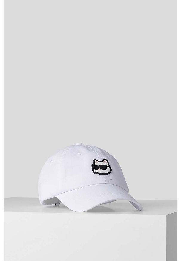 Karl Lagerfeld czapka z daszkiem kolor biały z aplikacją. Kolor: biały. Materiał: materiał. Wzór: aplikacja