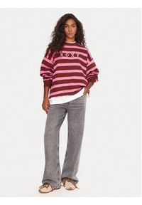 Roxy Bluza Strictly Stripes ERJFT05004 Różowy Oversize. Kolor: różowy. Materiał: bawełna #5