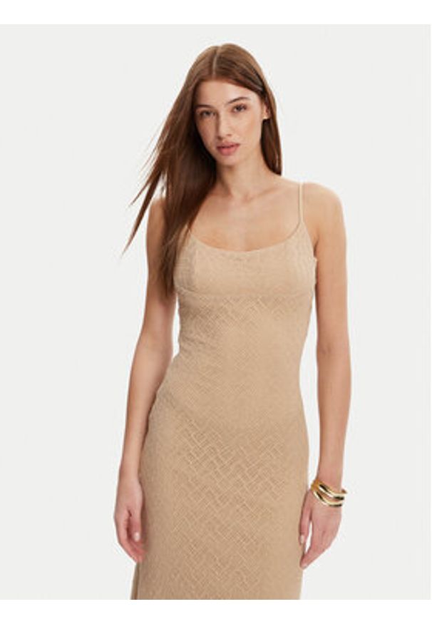 BARDOT - Bardot Sukienka koktajlowa 57998DB7 Beżowy Regular Fit. Kolor: beżowy. Materiał: syntetyk. Styl: wizytowy