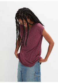 bonprix - Długi shirt z mieszanki wiskozy. Kolor: fioletowy. Materiał: wiskoza. Długość rękawa: krótki rękaw. Długość: długie #1