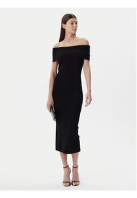 MICHAEL Michael Kors Sukienka dzianinowa MS582Y033D Czarny Slim Fit. Kolor: czarny. Materiał: wiskoza