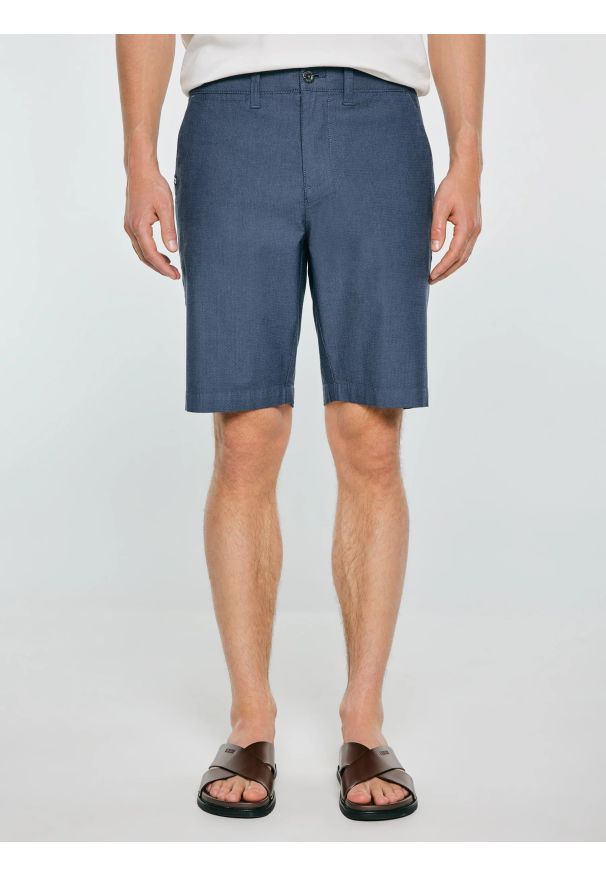 Big-Star - Szorty męskie chinosy niebieskie Rossino 401. Kolor: niebieski. Materiał: bawełna, elastan, tkanina. Sezon: lato. Styl: klasyczny, elegancki