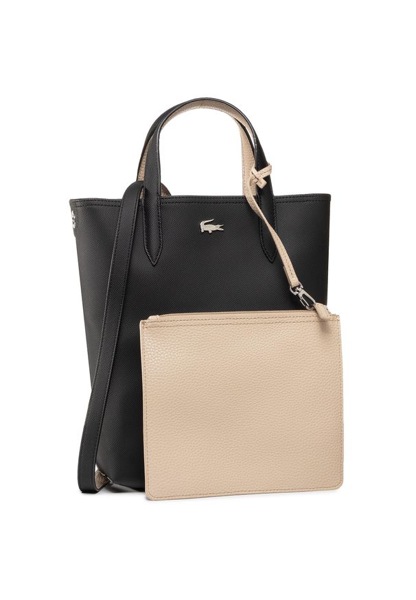 Lacoste - Torebka LACOSTE - Vertical Shopping Bag NF2991AA Black. Warm Sand A91. Kolor: czarny. Materiał: skórzane