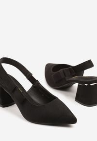 Born2be - Czarne Sandały Vices na Obcasie ze Skórzaną Wkładką Bez Pięty Vevazira. Okazja: na co dzień. Zapięcie: sprzączka. Kolor: czarny. Wzór: motyw zwierzęcy. Materiał: skóra. Sezon: lato. Obcas: na obcasie. Styl: casual, klasyczny, elegancki. Wysokość obcasa: średni #5