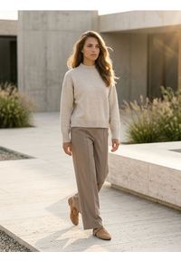 Sinsay - Sweter z półgolfem i długim rękawem z domieszką wełny - beżowy. Kolor: beżowy. Materiał: wełna. Długość rękawa: długi rękaw. Długość: długie #1