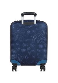 Ochnik - Pokrowiec w kwiaty na małą walizkę. Kolor: niebieski. Materiał: poliester, materiał. Wzór: kwiaty