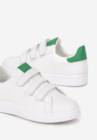 Born2be - Biało-Zielone Sneakersy Zapinane na Rzepy Fuve. Zapięcie: rzepy. Kolor: biały