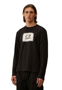 C.P. Company - C.P. COMPANY Czarny męski longsleeve, Rozmiar XL. Kolor: czarny. Materiał: bawełna. Długość rękawa: długi rękaw