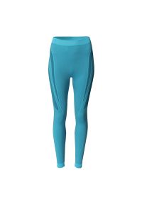 Legginsy damskie termoaktywne Hi-Tec Elbrus Acti Bottom Wo's - niebieskie, Rozmiar L/XL. Kolor: niebieski. Materiał: nylon, elastan, poliester, materiał. Sport: fitness
