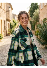 Sinsay - Kurtka koszulowa z domieszką wełny - zielony. Kolor: zielony. Materiał: wełna #1