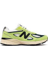 Buty męskie New Balance U990NB4 – zielone. Okazja: na co dzień. Kolor: zielony. Materiał: skóra, guma, zamsz. Szerokość cholewki: normalna. Sport: turystyka piesza