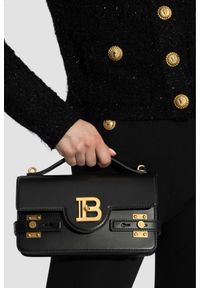 Balmain - BALMAIN Czarna torebka Classic Handle Bag S. Kolor: czarny. Materiał: skórzane. Styl: elegancki, klasyczny