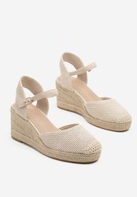 Born2be - Beżowe Sandały w Stylu Espadryli na Plecionym Koturnie Reflara. Okazja: na co dzień. Kolor: beżowy. Obcas: na koturnie. Styl: klasyczny, casual, boho, elegancki