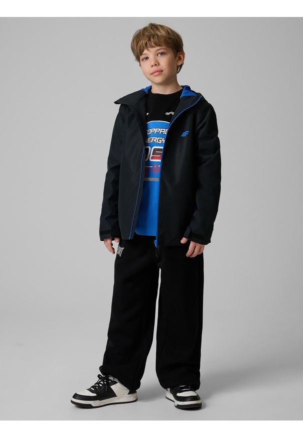 4f - 4F Kurtka membrana 5000 chłopięca - czarna 146 (10-11 lat). Okazja: na co dzień. Kolor: czarny. Sezon: lato. Styl: casual