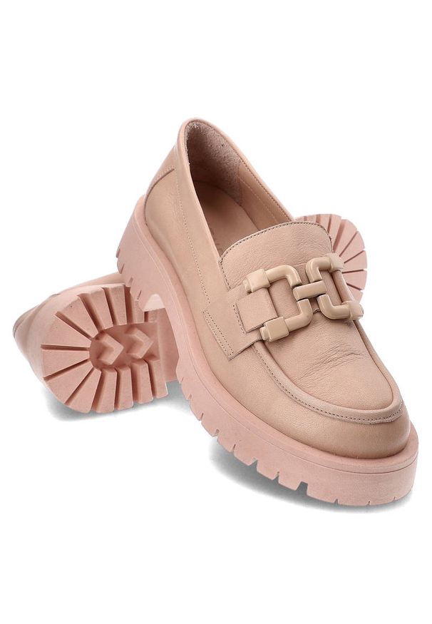 Różowe Mokasyny Venezia Stylowe Buty Damskie. Zapięcie: bez zapięcia. Kolor: różowy. Szerokość cholewki: normalna. Wzór: aplikacja. Materiał: skóra. Sezon: lato. Obcas: na obcasie. Styl: elegancki. Wysokość obcasa: niski