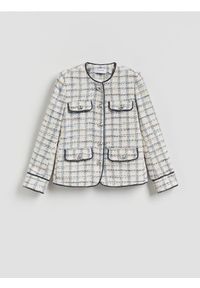 Reserved - Marynarka z ozdobnymi kieszeniami - złamana biel. Materiał: tkanina #1