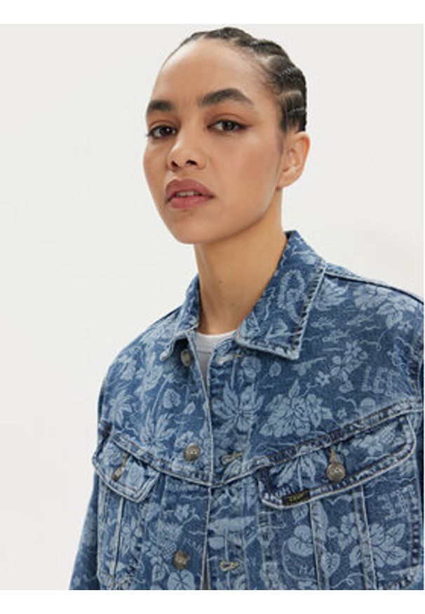 Lee Kurtka jeansowa Rider 112349588 Niebieski Slim Fit. Kolor: niebieski. Materiał: bawełna