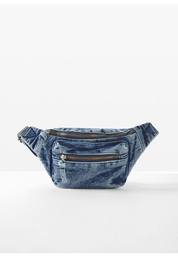 bonprix - Torebka saszetka z denimu. Kolor: niebieski