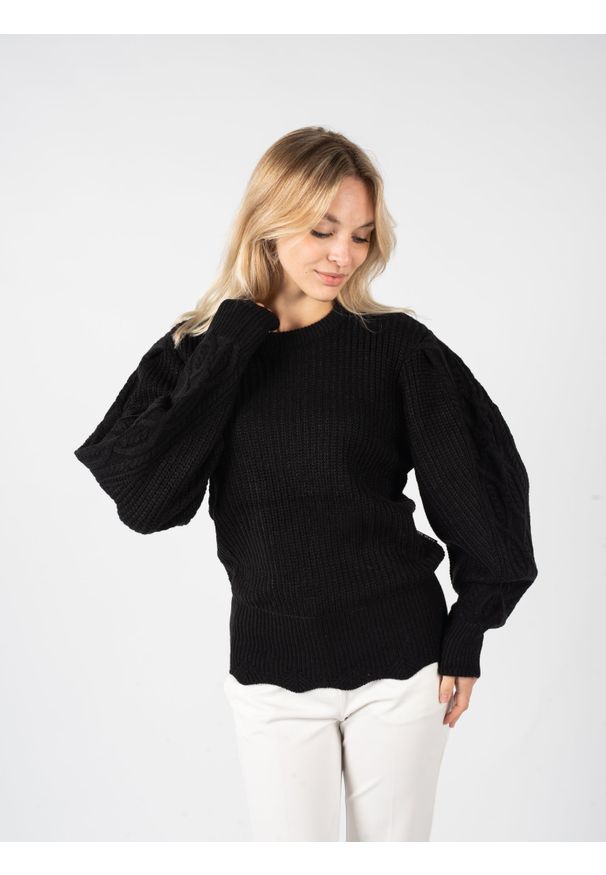 Silvian Heach Sweter "Joconde" | PGA22111 | Kobieta | Czarny. Okazja: na co dzień. Kolor: czarny. Materiał: nylon, akryl. Wzór: ze splotem. Styl: casual