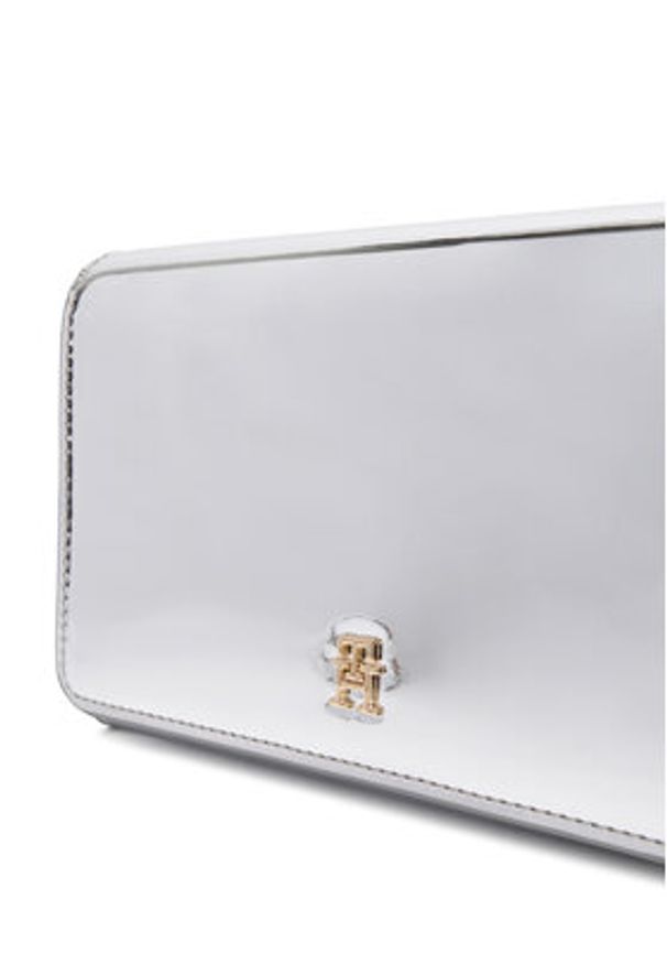 TOMMY HILFIGER - Tommy Hilfiger Torebka Icon Flap W/Chain Met AW0AW17959 Srebrny. Kolor: srebrny. Materiał: skórzane