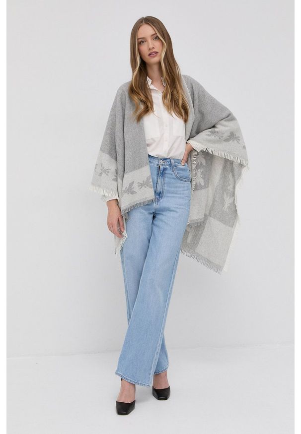 Patrizia Pepe - Poncho. Kolor: szary. Materiał: tkanina