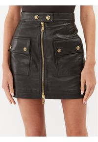 Versace Jeans Couture Spódnica skórzana 75HAEP01 Czarny Regular Fit. Kolor: czarny. Materiał: skóra