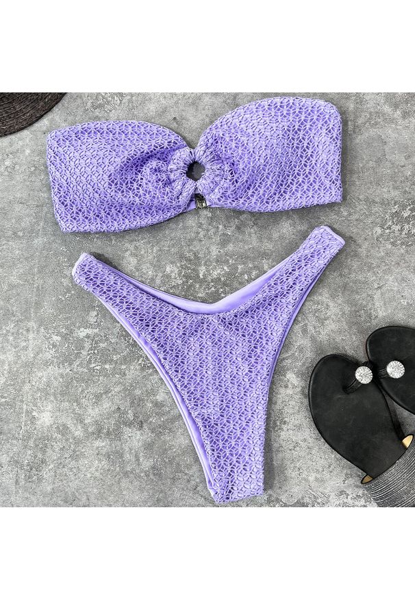 Intica - Strój kąpielowy bez ramiączek z dopasowanymi majtkami Khalani. Kolor: fioletowy. Materiał: materiał. Długość: długie