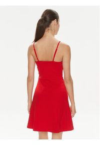 Tommy Jeans Sukienka letnia Essential DW0DW17988 Czerwony Slim Fit. Kolor: czerwony. Materiał: bawełna. Sezon: lato
