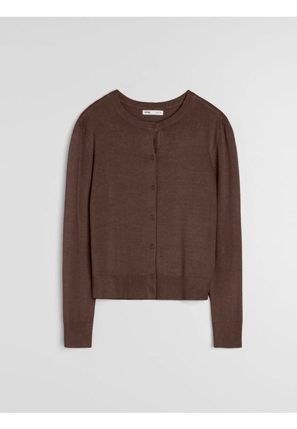Sinsay - Wiskozowy kardigan - brązowy. Kolor: brązowy. Materiał: wiskoza