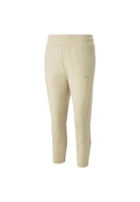Spodnie Dresowe Sportowe Damskie Puma Evostripe. Kolor: beżowy. Materiał: dresówka. Sport: fitness