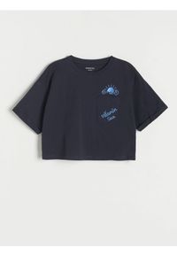 Reserved - T-shirt z kieszonką - granatowy. Kolor: niebieski. Materiał: bawełna