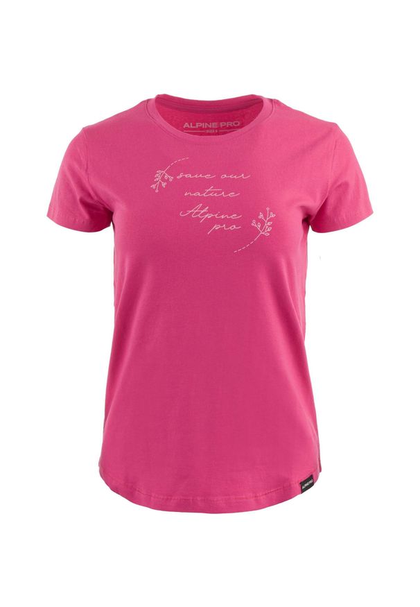 ALPINE PRO - Koszulka Damska Alpine Pro Badena Różowa L - Oddychająca i Lekka. Typ kołnierza: polo. Kolor: różowy. Materiał: bawełna