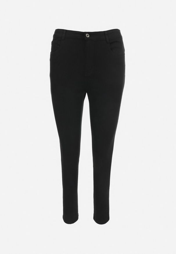 Born2be - Czarne Spodnie Skinny Push Up Teche. Stan: podwyższony. Kolekcja: plus size. Kolor: czarny. Materiał: tkanina. Długość: długie. Wzór: gładki. Styl: klasyczny, elegancki