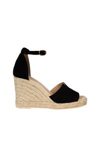 Geox Espadryle "Oleandra" | D25TTD00022 | Kobieta | Czarny. Okazja: na co dzień. Kolor: czarny. Materiał: skóra. Obcas: na koturnie. Styl: klasyczny, casual, elegancki #4