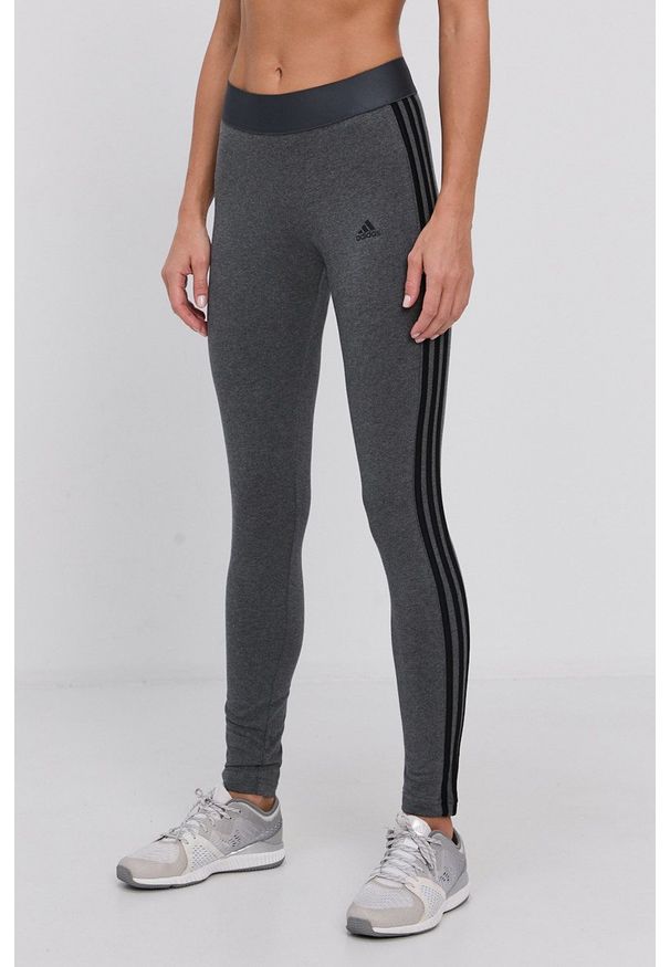 Adidas - Legginsy. Kolor: szary. Materiał: dzianina. Wzór: gładki