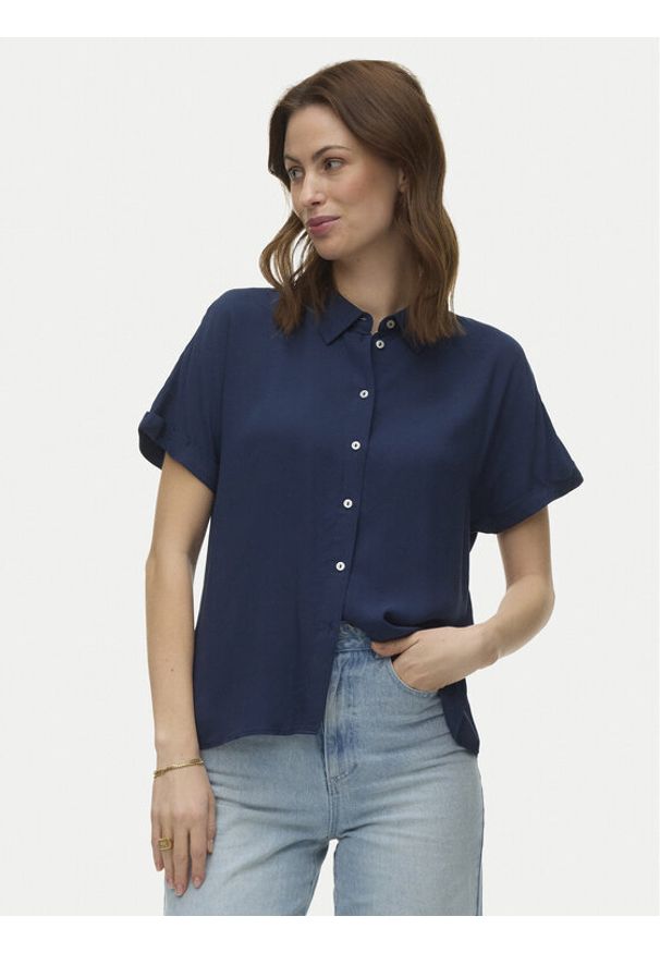 Vero Moda Koszula Alice 10342668 Granatowy Regular Fit. Kolor: niebieski. Materiał: wiskoza