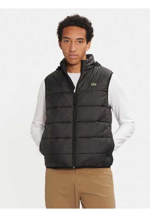 Lacoste Bezrękawnik BH6761 Czarny Regular Fit. Kolor: czarny. Materiał: syntetyk. Długość rękawa: bez rękawów